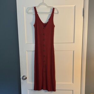 Reformation Jeans Brick Red Ribbed Knit Dress